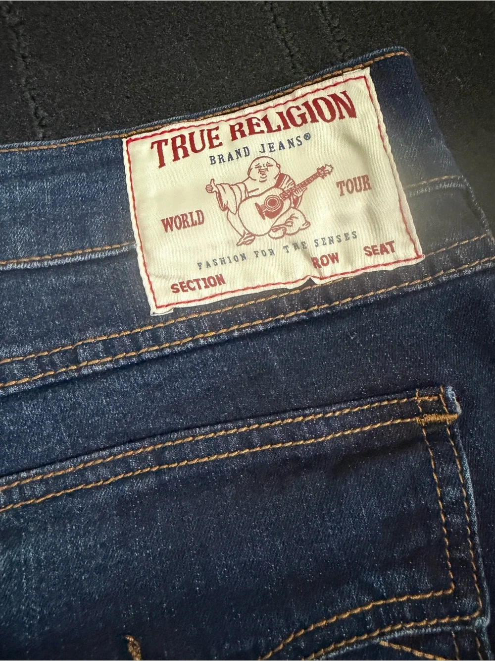 True Religion Men's Dark Indigo Straight Jeans